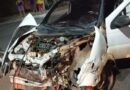 Carro tem frente destruída após colisão com caçamba no Jari; VÍDEO